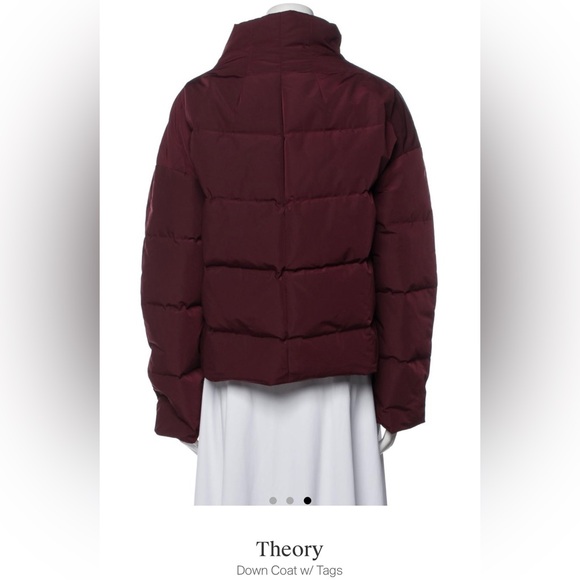 Theory offset puffer down coat (burgundy color) - Picture 3 of 4